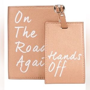 On The Road Again Hands Off Metallic Tone Passport Cover & Matching Luggage Tag